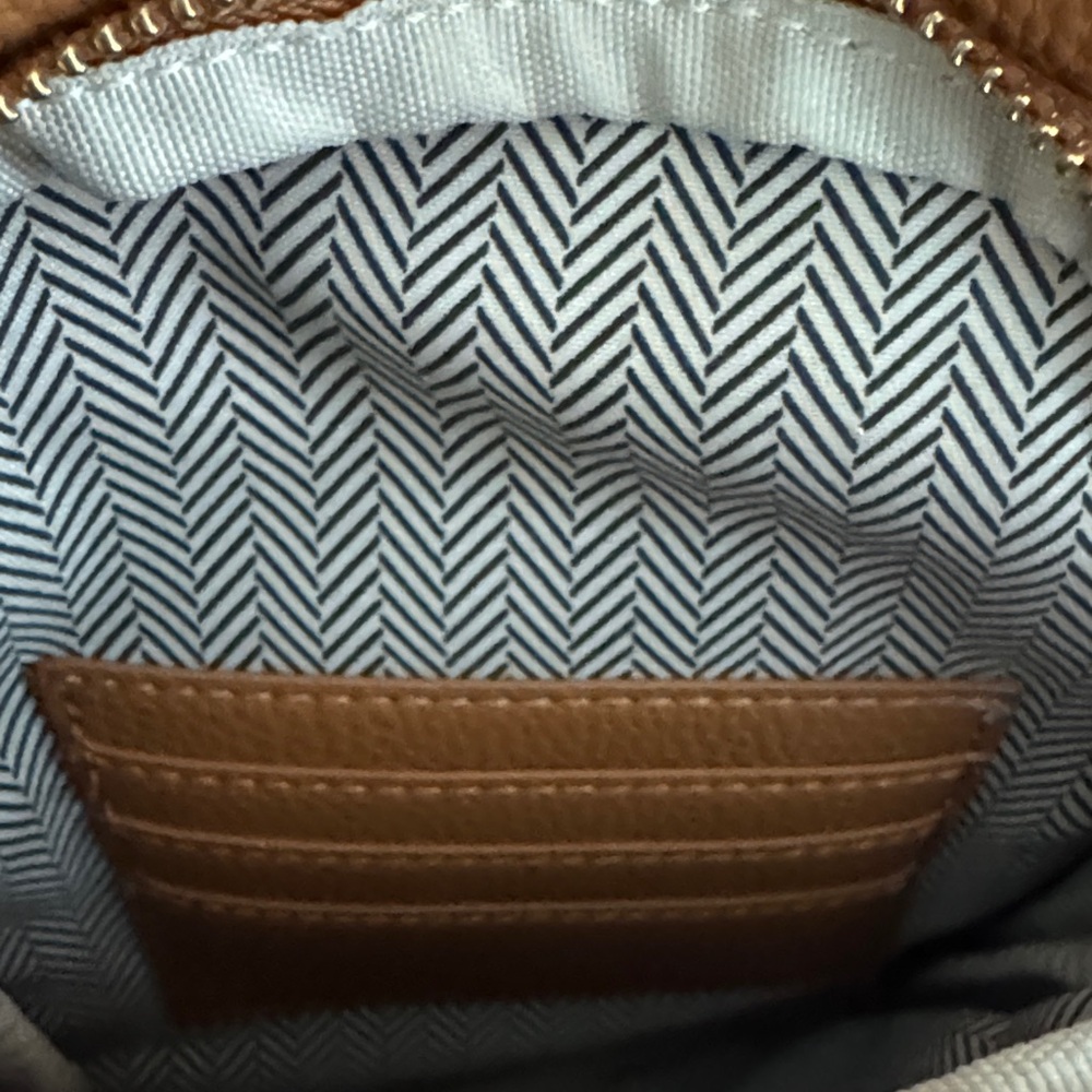 ah-dorned Women's Tan Crossbody Sling Bag Crossbody with Patterned Strap EUC - Picture 5 of 15